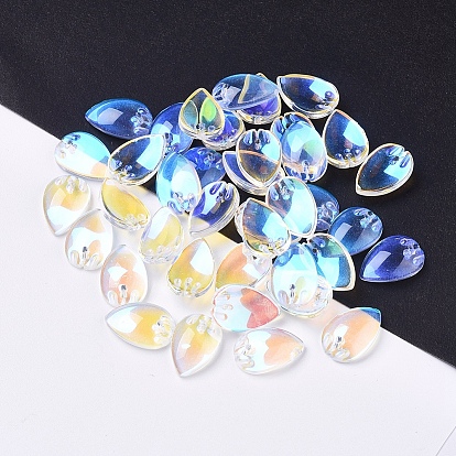 Electroplated Glass Pendants, Petal Charms, AB Color