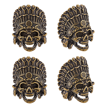 4шт. бусины из европейского сплава в тибетском стиле, бусины с большим отверстием, череп головы