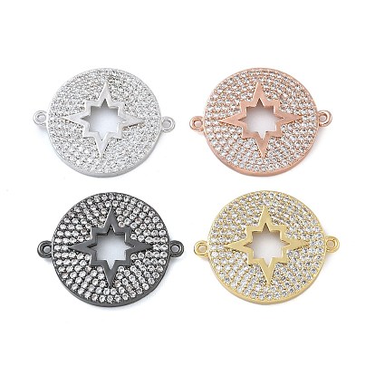 Стойка покрытие латунь микропаве прозрачный кубический цирконий плоские круглые с полой звездой соединительные подвески, без кадмия и без свинца