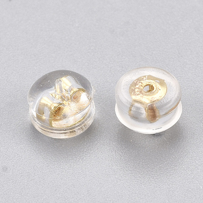 Silicone Ear Nuts, Earring Backs, with Brass Findings, Half Round, Nickel Free