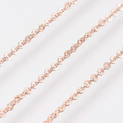 Long-Lasting Plated Brass  Cable Chain Necklaces, with Lobster Claw Clasp, Nickel Free, Oval