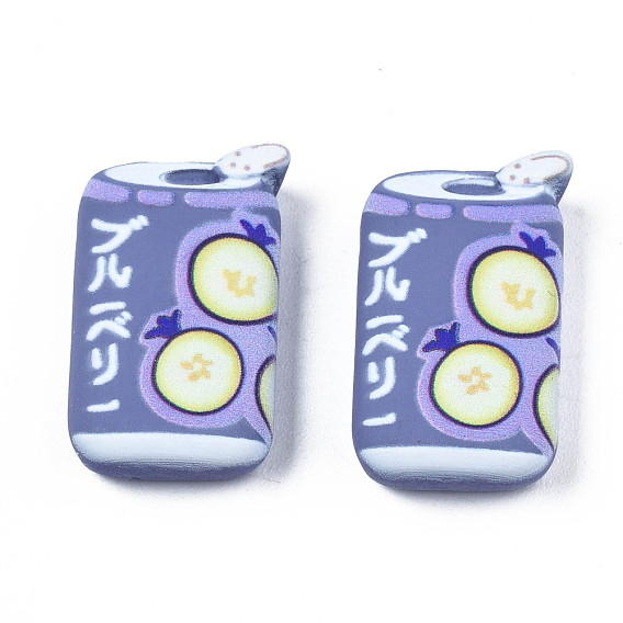 Opaque Resin Cabochons, Drink Bottle with Pomegranates Pattern