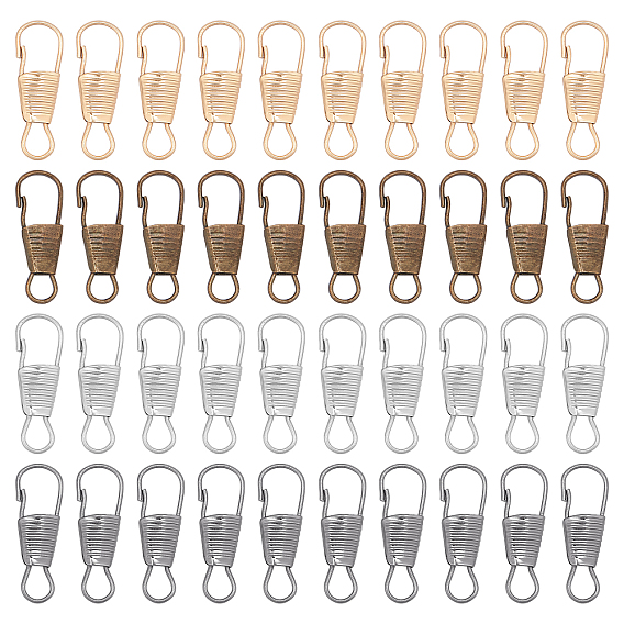 200Pcs 5 Colors Iron Key Clasp Finding, Snap Clasps, Wire Wrapped, Calabash/Gourd