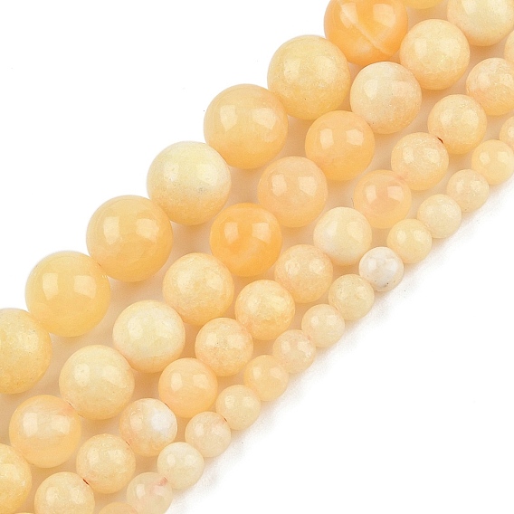 Нити бусин из натурального желтого кальцита, круглые