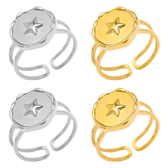 304 плоская круглая манжета из нержавеющей стали с открытой манжетой в форме звезды для женщин