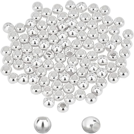 100Pcs 304 Stainless Steel Beads, Round