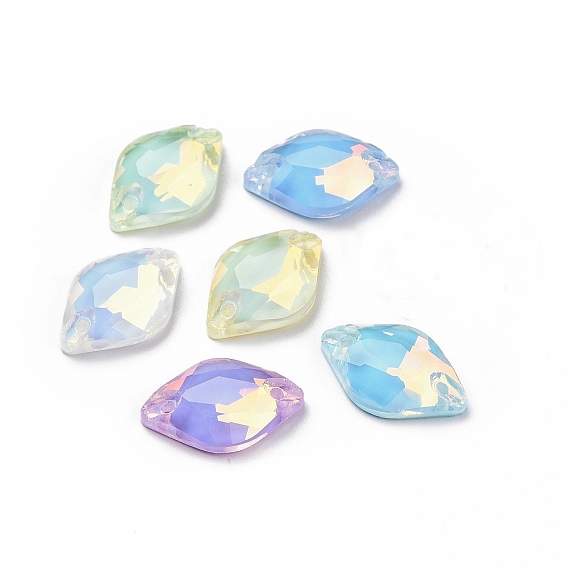 Эффект мокко форма лимона пришивка стразами, k 5 стеклянный страз, 2-отверстие ссылка, плоская спинка с покрытием, швейные украшения