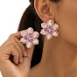 Boucles d'oreilles en alliage strass pour femmes, fleur