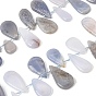 Natural Blue Chalcedony Beads Strands, Teardrop, Top Drilled