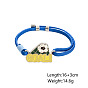 Sports 304 Stainless Steel Enamel Football Link Nylon Cord Slider Bracelets, Platinum