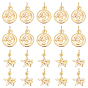 20Pcs 2 Styles Brass Micro Pave Clear Cubic Zirconia Pendants, with Jump Ring, Star & Flat Round