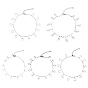5Pcs 5 Styles 304 Stainless Steel Charm Anklets, with Bar Link Chains, Ring/Heart/Leaf/Peace Sign