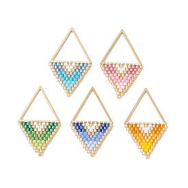 Подвески из бисера Miyuki Glass., треугольный шарм, с 304 соединительным кольцом из нержавеющей стали, градиент цвета