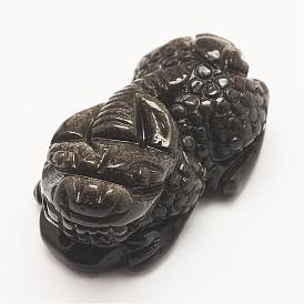 Natural Golden Sheen Obsidian Pendants, Pi Xiu