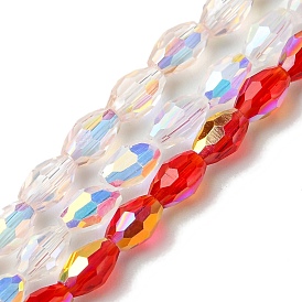 Transparent Electroplate Glass Beads Strands, AB Color Plated, Faceted, Bicone