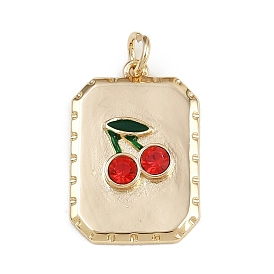 Латунь эмаль подвески, прямоугольник с вишневыми подвесками, со стразами и соединительным кольцом