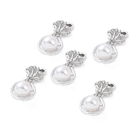 Alloy Rhinestone Pendants, with ABS Plastic Imitation Pearl Beads, Teardrop Charm