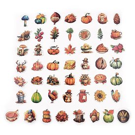 50Pcs Thanksgiving Day Cartoon Vinyl Stickers, Waterproof Acorn Pumpkin Leaf Decals for DIY Scrapbooking, Art Craft