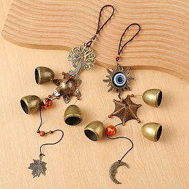 Evil Eye Style Brass Wind Chime, for Garden Courtyard Hanging Decoration