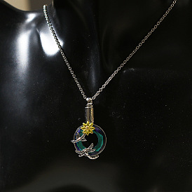 HJJ Urn Pendant Necklace Commemorating Relatives Pet Dragonfly Sunflower Ashes Necklace