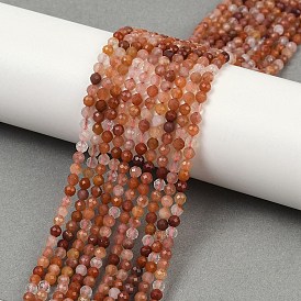 Натуральный красный кварцевые нити бисера, граненые, круглые