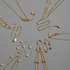 Элегантные 304 ожерелья с кисточками из искусственного жемчуга в форме буквы Y из нержавеющей стали для женщин