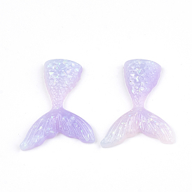 Opaque Resin Cabochons, Mermaid Tail Shape