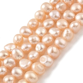 Natural Cultured Freshwater Pearl Beads Strands, Two Sides Polished