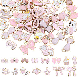 60 шт 15 стили подвески из сплава эмали, золотой свет, разнообразные