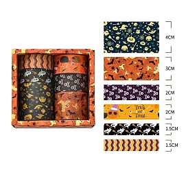 6 Rolls Halloween Theme Paper Decorative Paper Tapes Set, Adhesive Tapes, for DIY Scrapbooking Supplie Gift Decoration