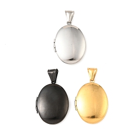 316 подвески из нержавеющей стали Locket, овальные амулеты, с 304 защелкой из нержавеющей стали на поручнях, долговечный, ионное покрытие (ip)