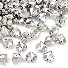 УФ-покрытие непрозрачные бусины из пластика ccb, радужный, сердце, граненые