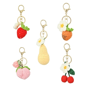 1 набор 5 цвета креативные ручные плетеные брелоки с фруктами, смешанные стили и цвета