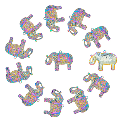 12Pcs Alloy Pendants, Cadmium Free & Nickel Free & Lead Free, Elephant