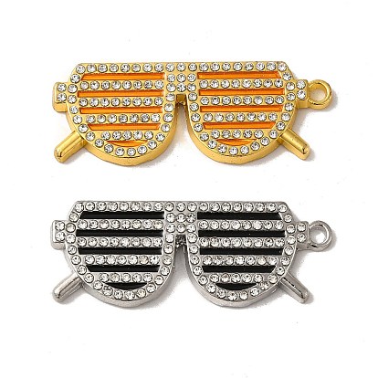 Alloy Enamel Pendant, with Rhinestones, Cadmium Free & Lead Free, Glasses Shape Charms