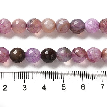 Natural Agate Beads Strands, Dyed & Heated, Faceted Round