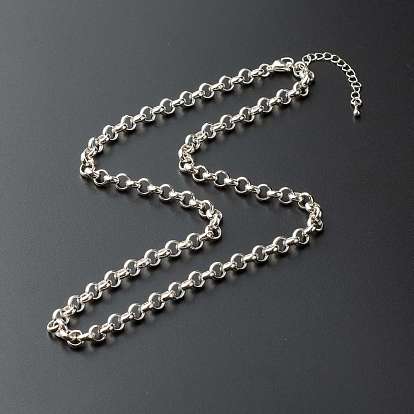 304 Stainless Steel Rolo Necklaces, with Brass Chain Extender