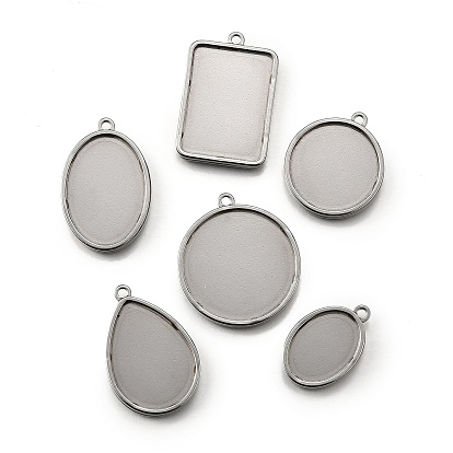 304 Настройки кабошон из нержавеющей стали кулон, двухсторонние пустые лотки для рамок, цвет нержавеющей стали