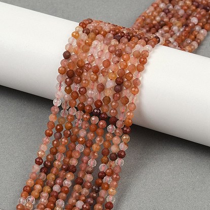 Натуральный красный кварцевые нити бисера, граненые, круглые