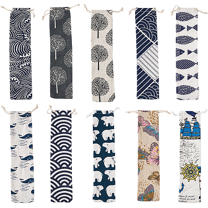 Пакеты из хлопчатобумажной и льняной ткани, шнурок сумки, прямоугольные