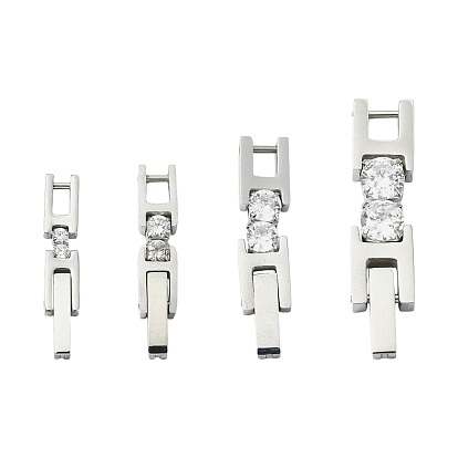 4 шт. 4 стили 304 застежки для часов из нержавеющей стали с микропаве из прозрачных кубических цирконий
