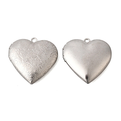 304 подвески из нержавеющей стали Locket, подвески в виде сердечек с узором