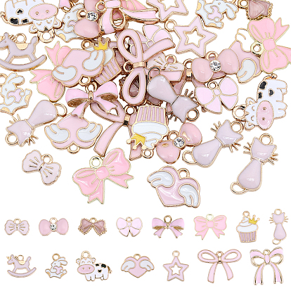 60 шт 15 стили подвески из сплава эмали, золотой свет, разнообразные