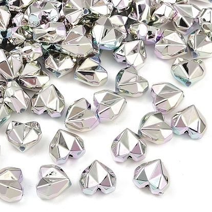 УФ-покрытие непрозрачные бусины из пластика ccb, радужный, сердце, граненые