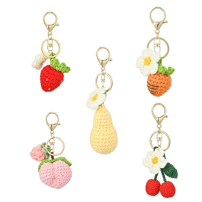 1 набор 5 цвета креативные ручные плетеные брелоки с фруктами, смешанные стили и цвета