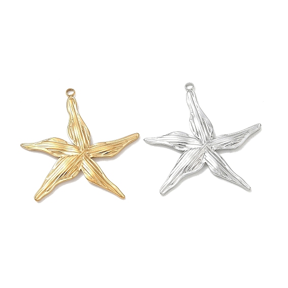Pendentifs en acier inoxydable, breloques en forme d'étoile de mer texturée