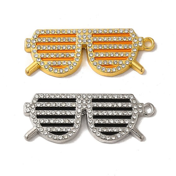 Legierung Emailanhänger, mit Strass-Steinen, cadmiumfrei und bleifrei, Charms in Form einer Brille