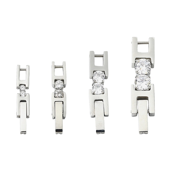 4 шт. 4 стили 304 застежки для часов из нержавеющей стали с микропаве из прозрачных кубических цирконий