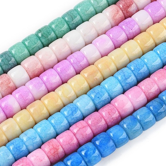 Нити из окрашенных стеклянных бусин с эффектом омбре, имитация нефрита, колонка