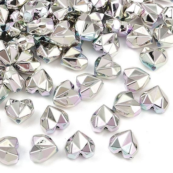 УФ-покрытие непрозрачные бусины из пластика ccb, радужный, сердце, граненые